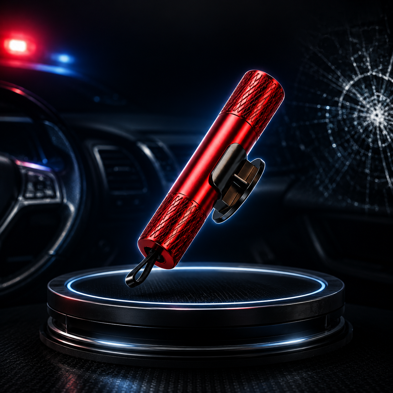 2In1 Car Safety Hammer Seatbelt Cutter Window Breaker, Durable, Red, No Assembly Needed, Firefighter Approved