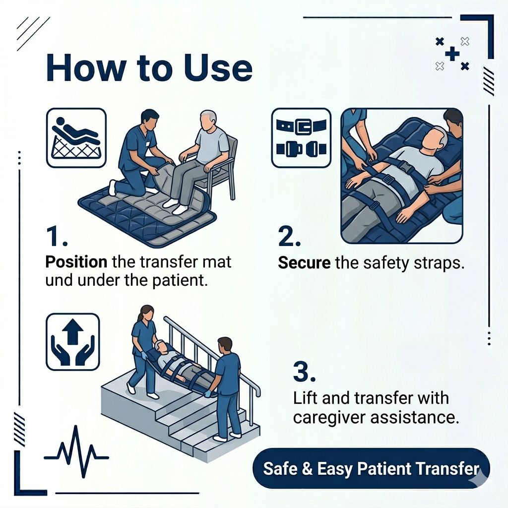 Patient Lift Stair Transfer Padded Mat.